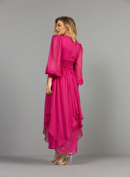 Vestido Midi Camadas Rosa Skazi -SALE