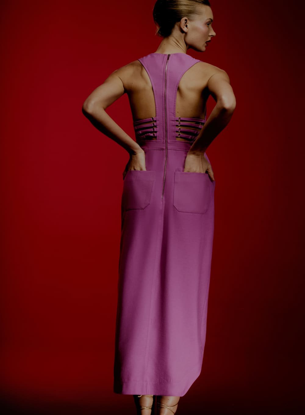 Vestido Midi com Tiras Roxo Tufi Duek -SALE