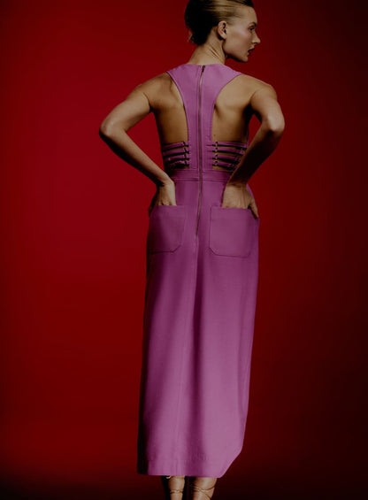 Vestido Midi com Tiras Roxo Tufi Duek -SALE