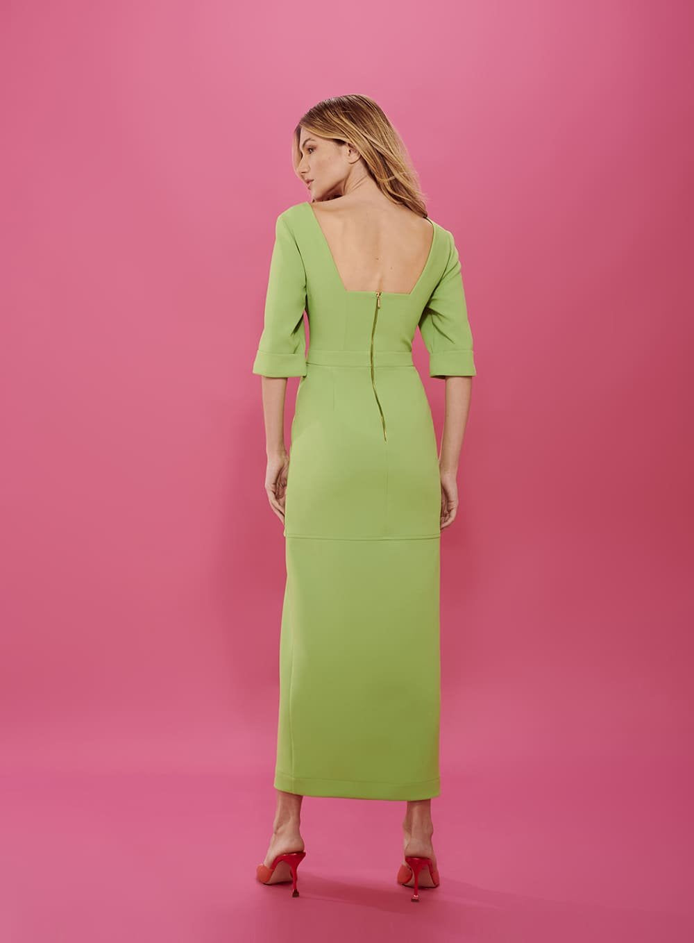 Vestido Midi Correntes Verde Claro Tufi Duek -SALE