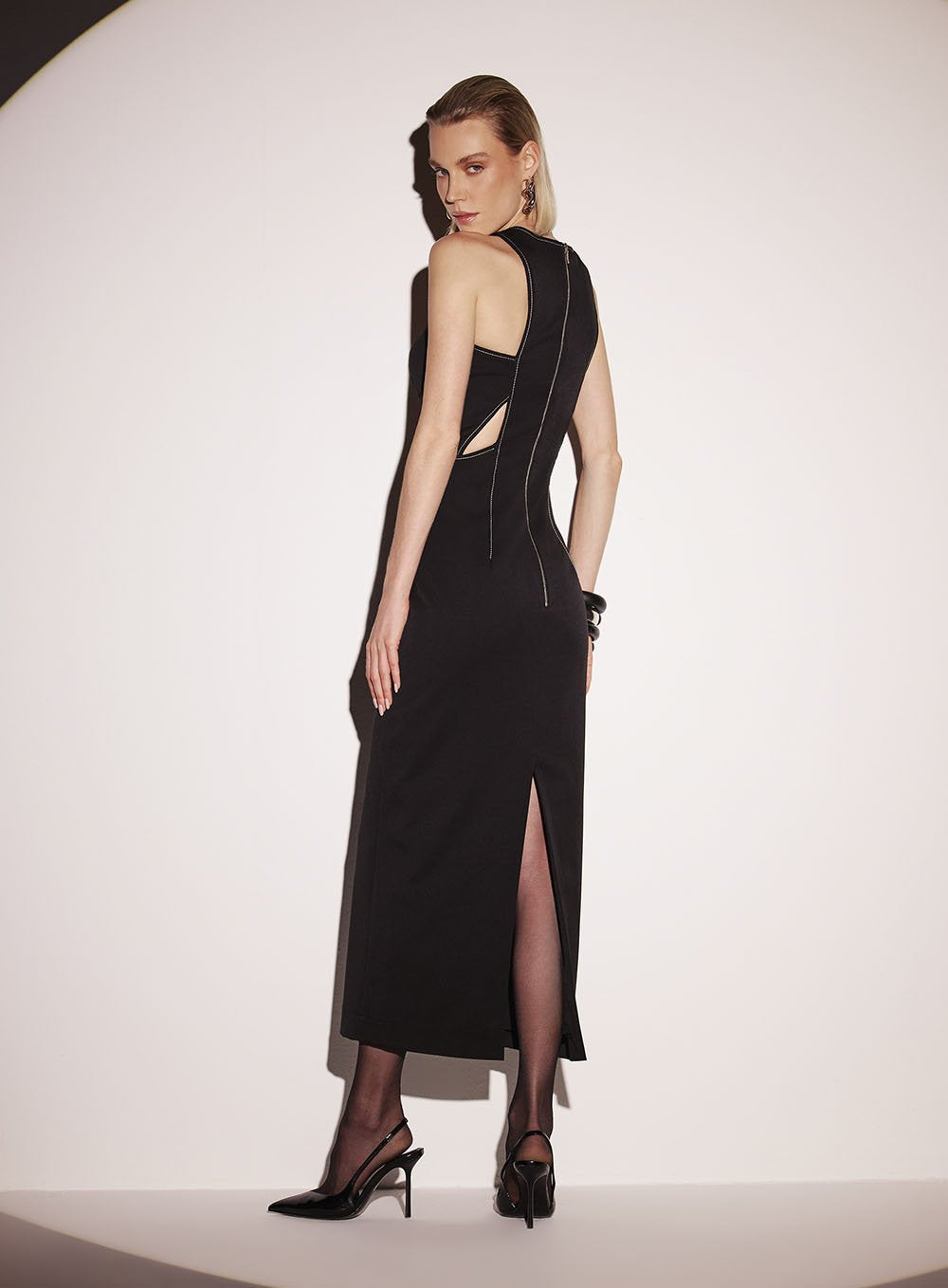 Vestido Midi Crepe Pesado Preto Tufi Duek -SALE