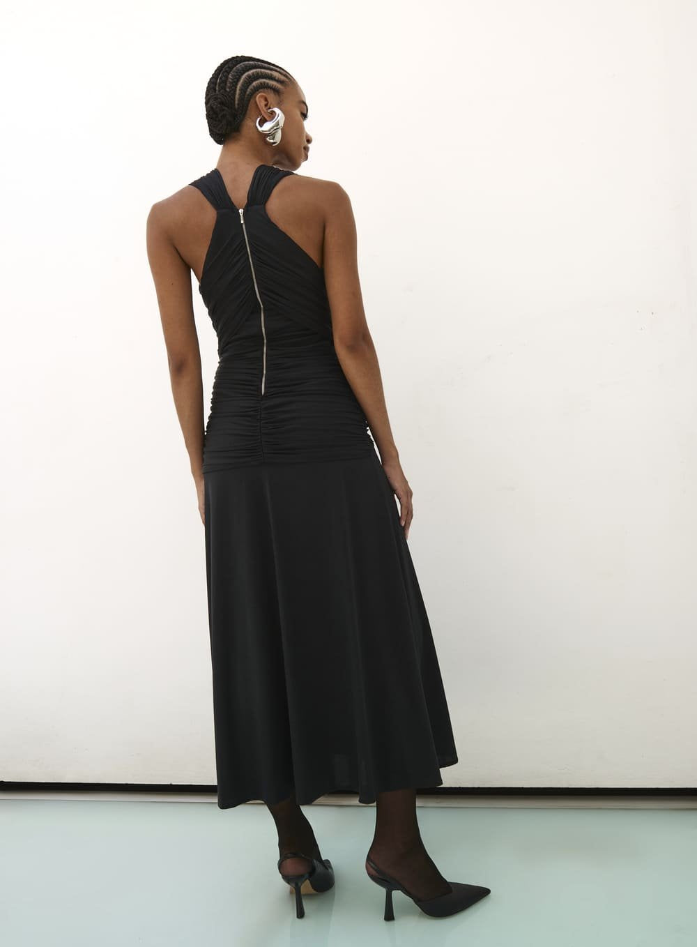 Vestido Midi Cruzado Preto Tufi Duek -SALE