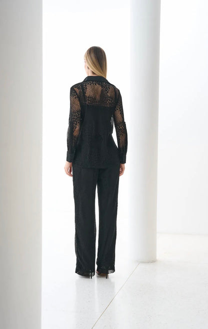 Conjunto Preto Camisa e Calça em Renda Georgina Regina Salomão