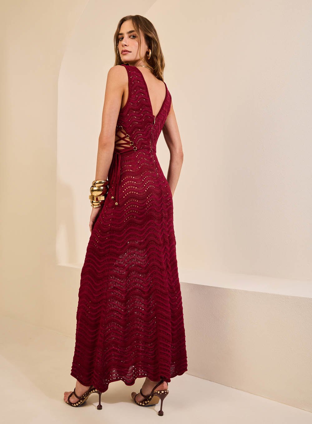 Vestido Midi Etnica Bordô Skazi -SALE