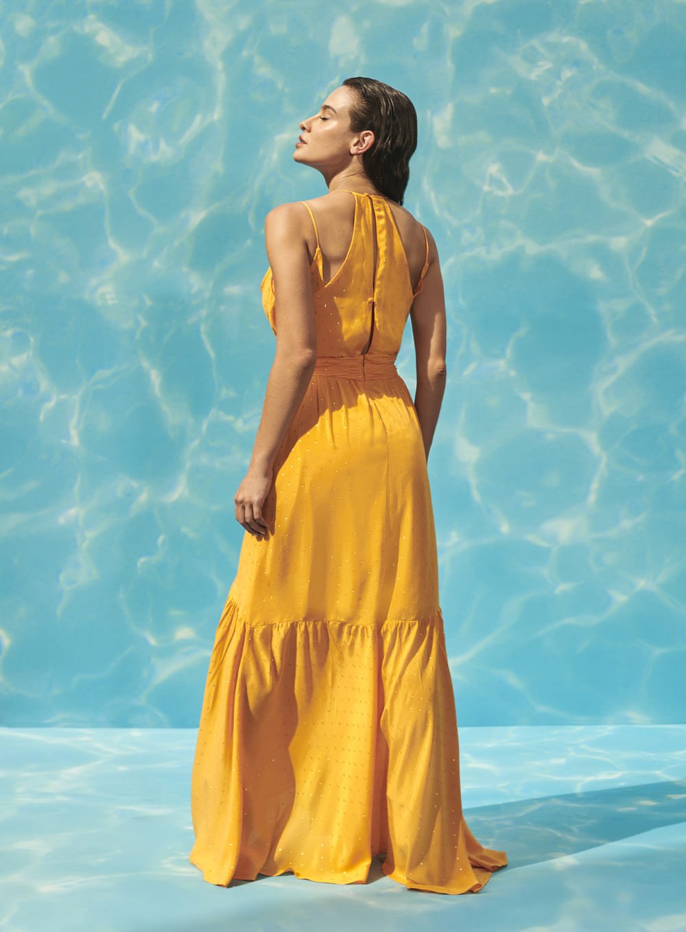 Vestido Midi Falso Cachecouer Dourado Skazi -SALE