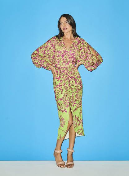 Vestido Midi Floral Degrade Estampa Floral Floral Skazi -SALE