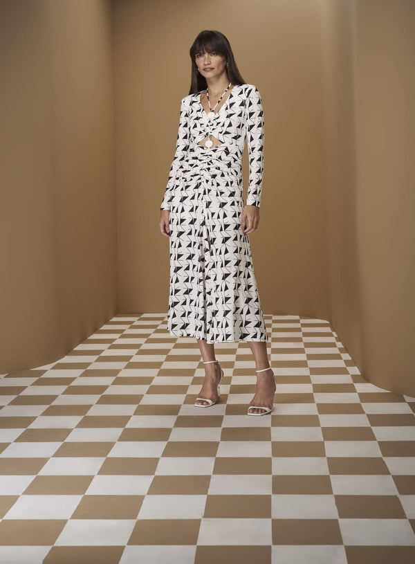 Vestido Midi Jersey Estampa Geometric Estampa G Estampado Tufi Duek -SALE