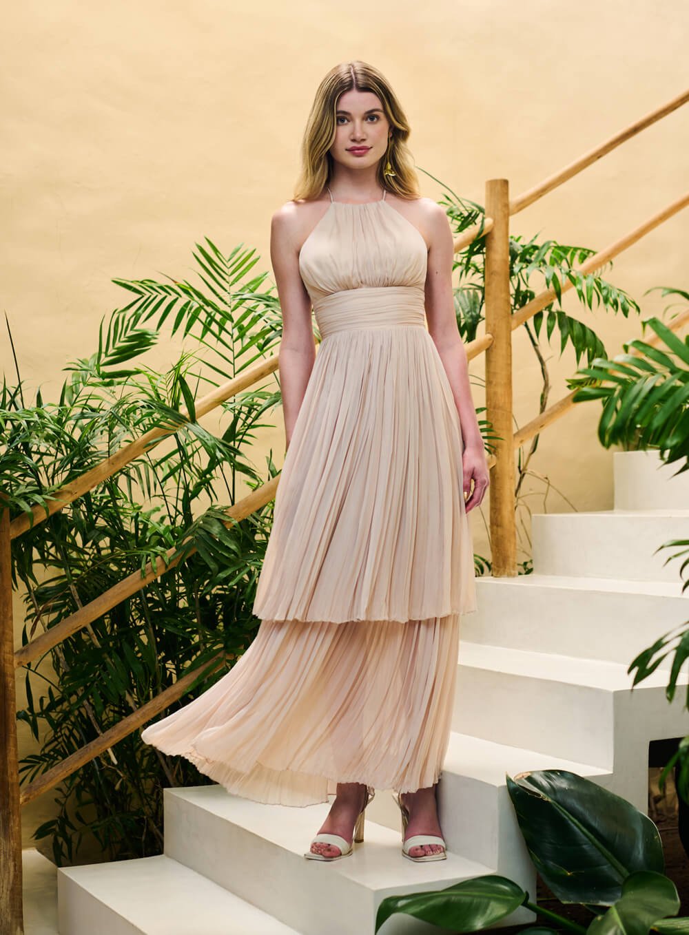 Vestido Midi Musseline Cinza Skazi -SALE