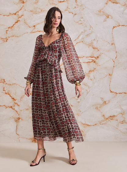 Vestido Midi Piton Estampado Skazi -SALE