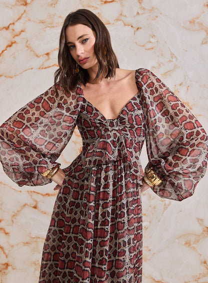 Vestido Midi Piton Estampado Skazi -SALE