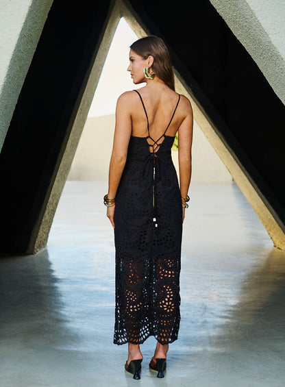 Vestido Midi Tela Cashmere Preto Tufi Duek -SALE