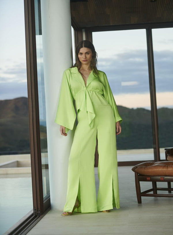 Blusa Manga Morcego Verde Limão Tufi Duek -SALE