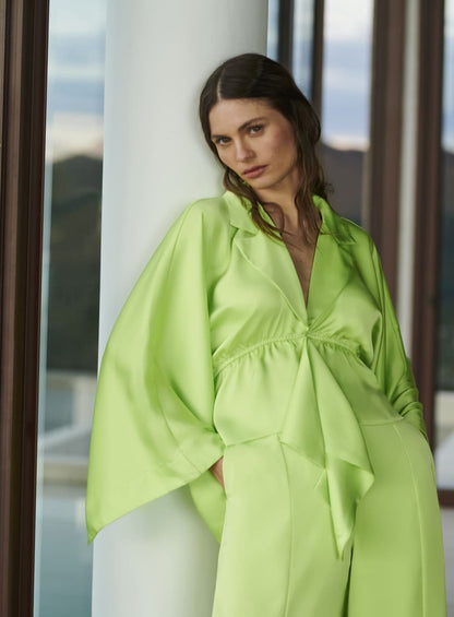 Blusa Manga Morcego Verde Limão Tufi Duek -SALE
