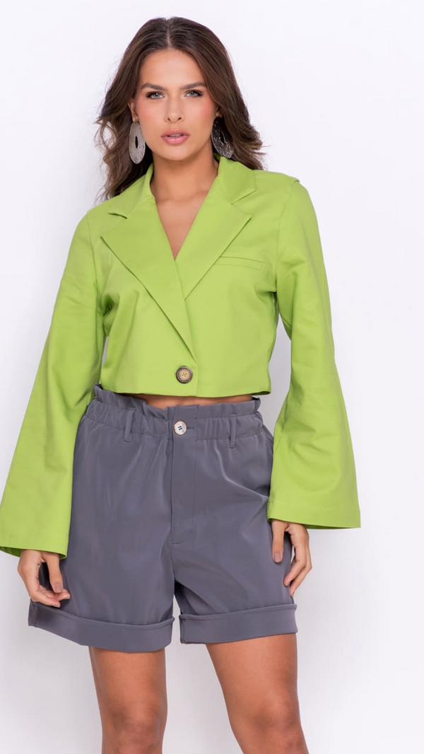 Blazer Verde Cropped Manga Longa Allma