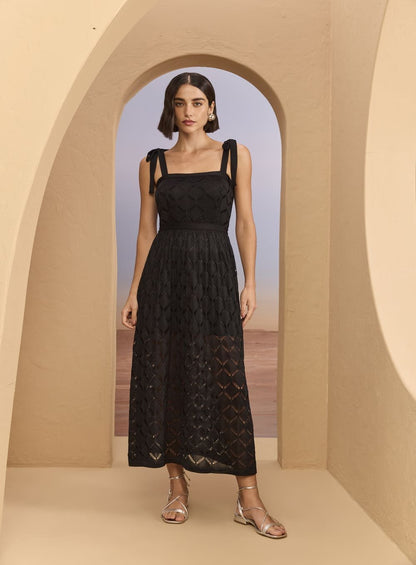 Vestido Midi Tricot Alca Larga Bege Skazi -SALE