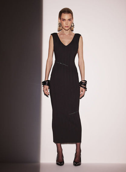 Vestido Midi Tricot Bandagem Preto Tufi Duek -SALE