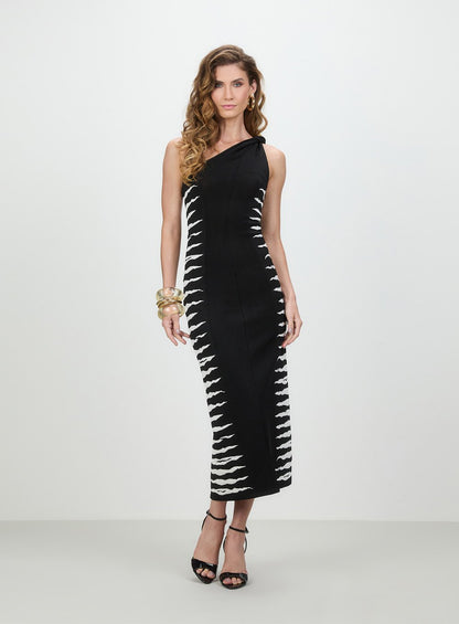 Vestido Midi Tricot Zebra Preto Tufi Duek -SALE