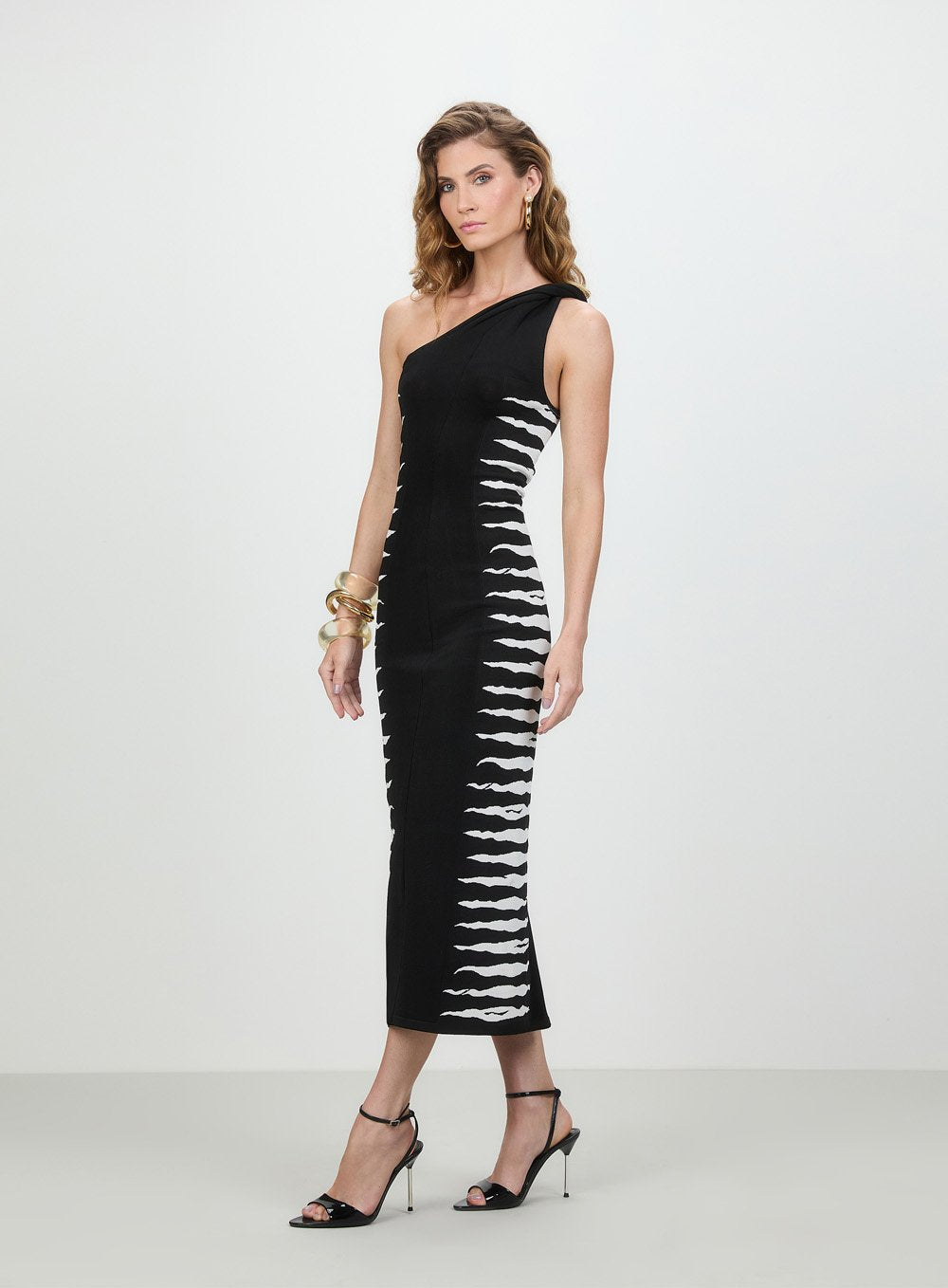 Vestido Midi Tricot Zebra Preto Tufi Duek -SALE
