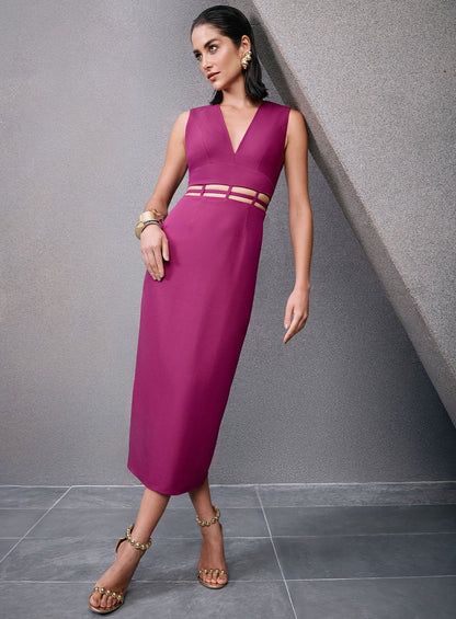 Vestido Midi Vazados Cintura Valentina Roxo Tufi Duek -SALE