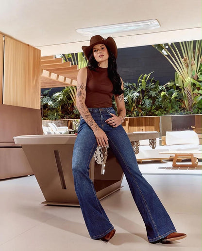 Calça Azul Jeans Flare Consciência