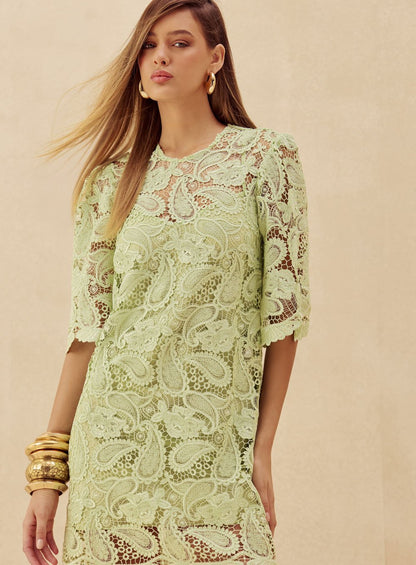 Vestido Renda Cashmere Verde Skazi -SALE