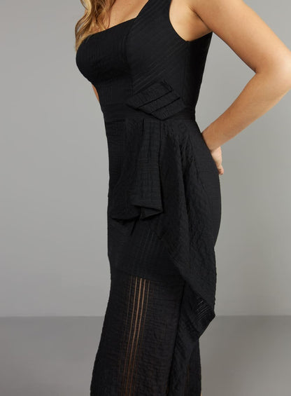 Vestido Saia Dobraduras Preto Skazi -SALE