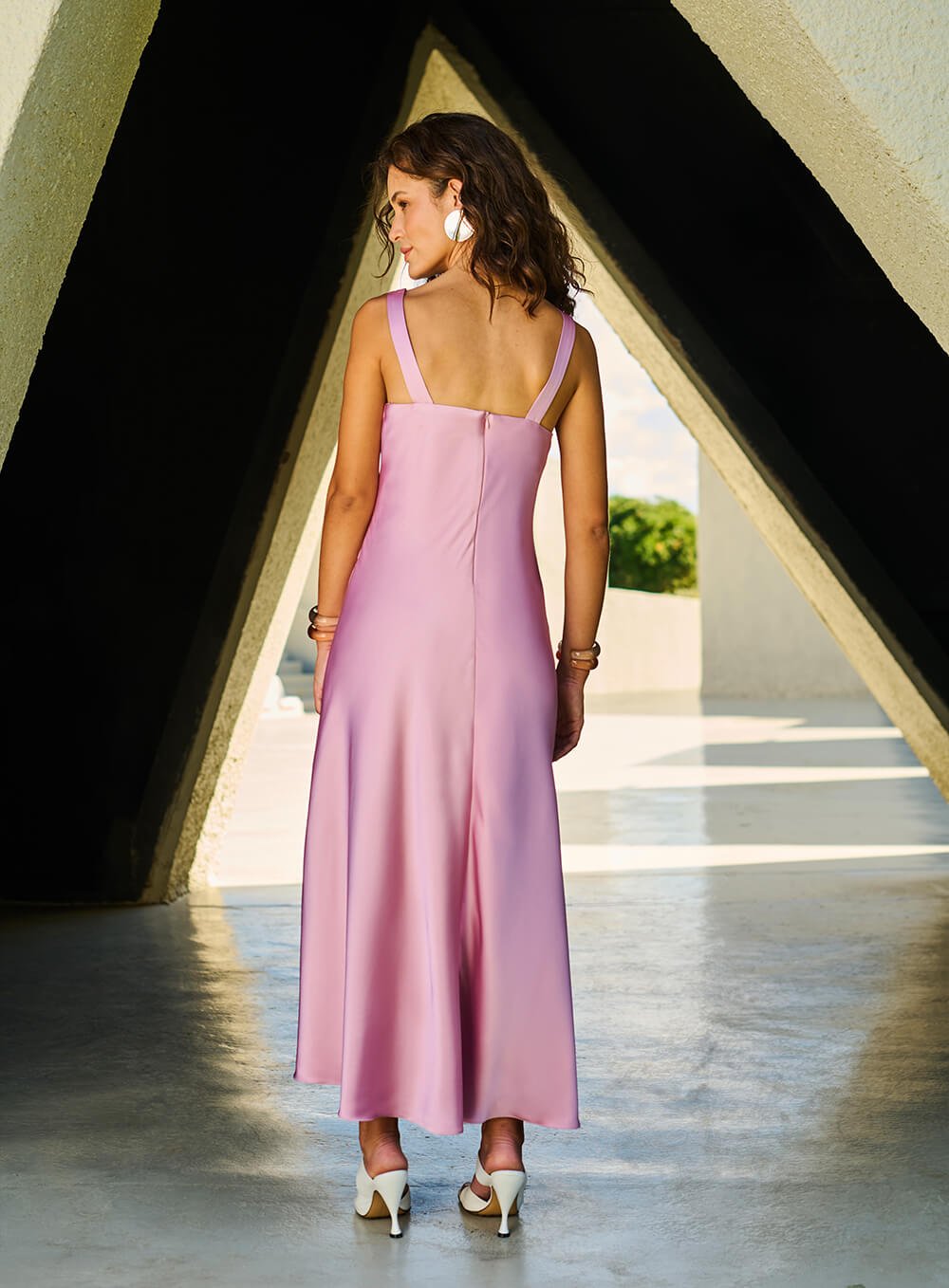 Vestido Slip Dress Fenda Rosa Tufi Duek -SALE
