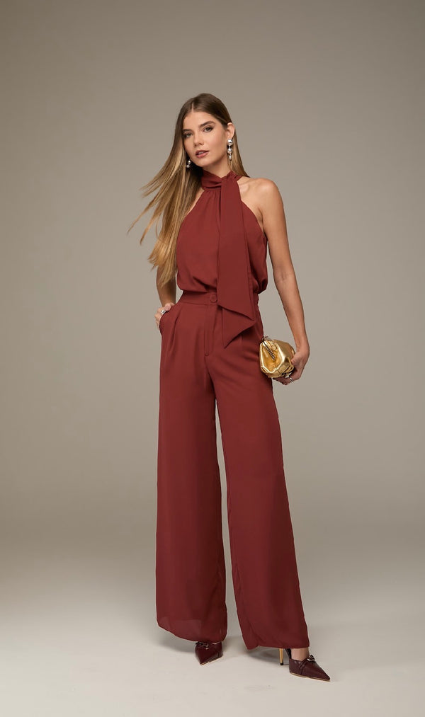 Conjunto Terracota Blusa Amarração Manie
