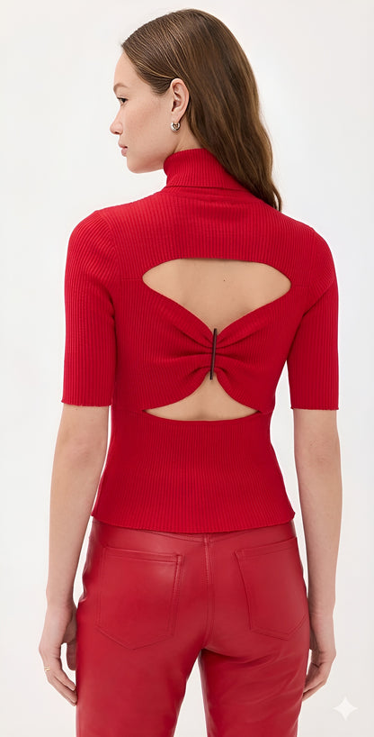 Blusa Vermelha Gola Alta Animale