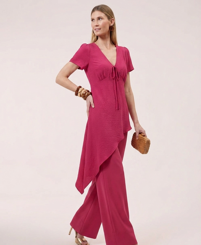Blusa Rosa ou Branca Alongada Strass