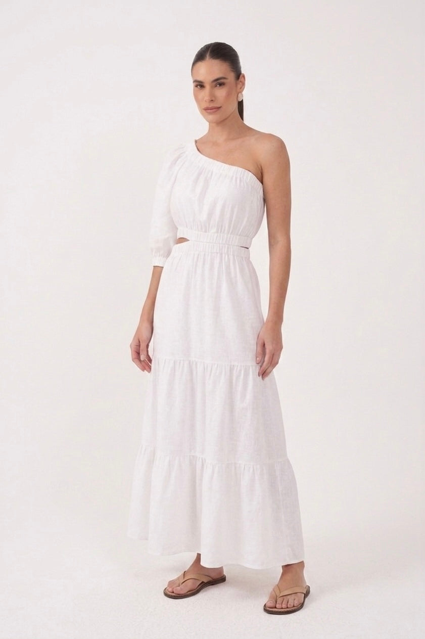 Vestido Laranja ou Off White Ombro Só Dress To