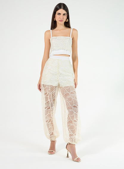 Conjunto Off White Renda com Brilho Tufi Duek