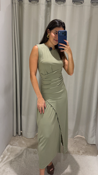 Vestido Midi em Malha Premium com Drapeado Lateral – Eagle Rock