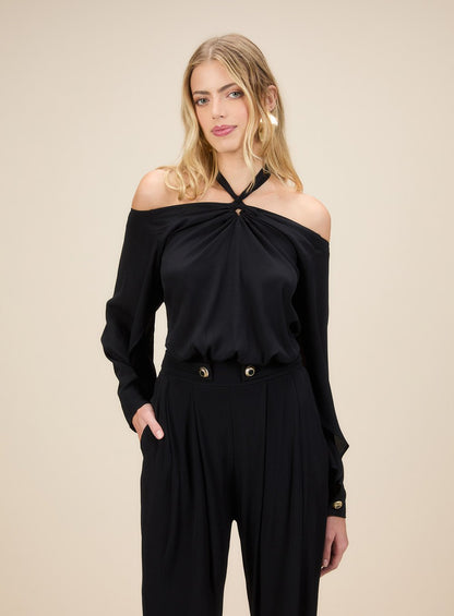 Blusa Ombro a Ombro Laço Preto Skazi -SALE