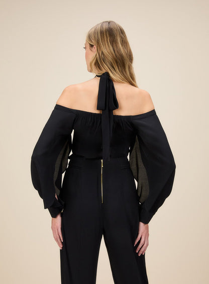 Blusa Ombro a Ombro Laço Preto Skazi -SALE