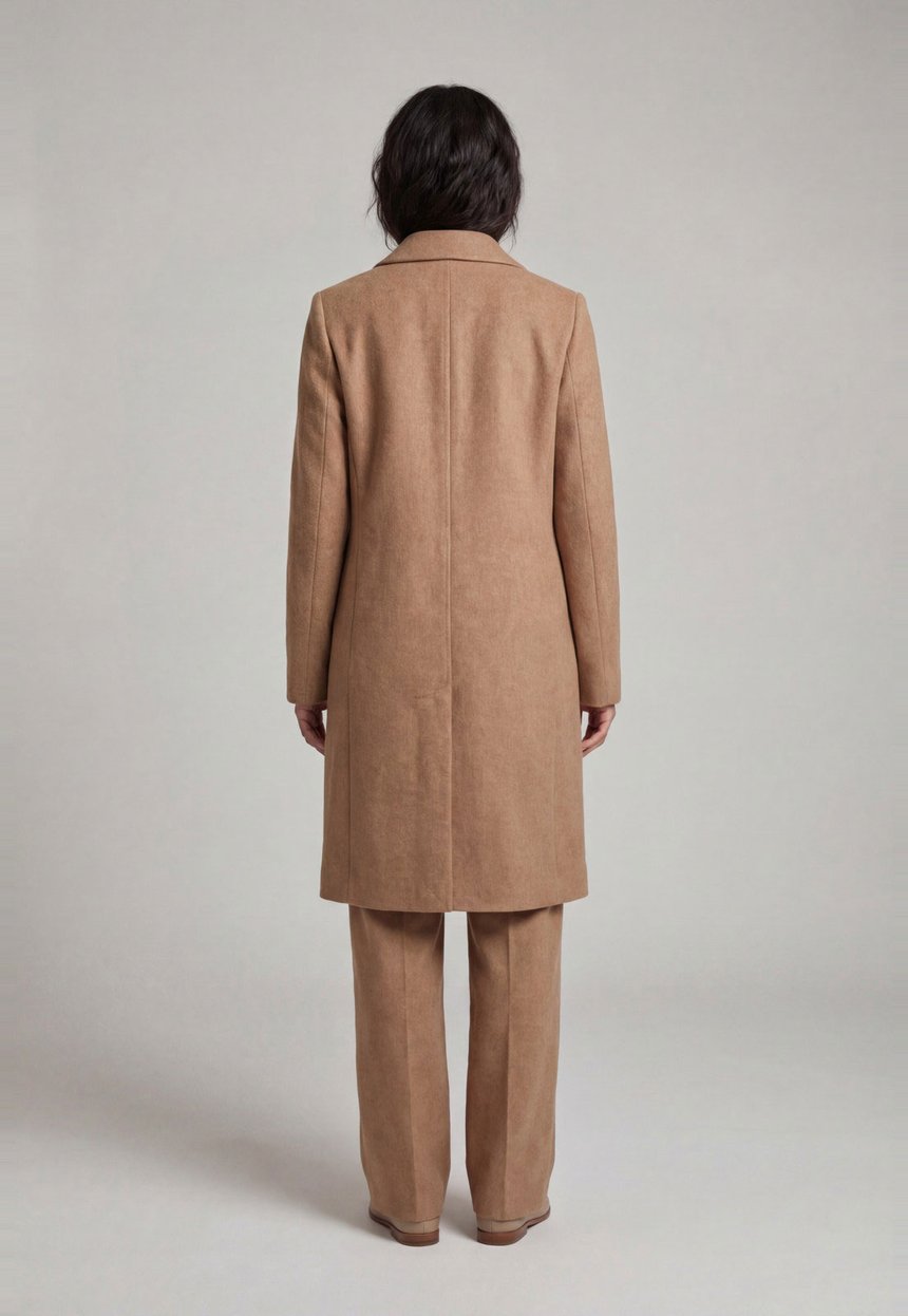 Trench Coat Nude com Bolsos em Lã CaCay