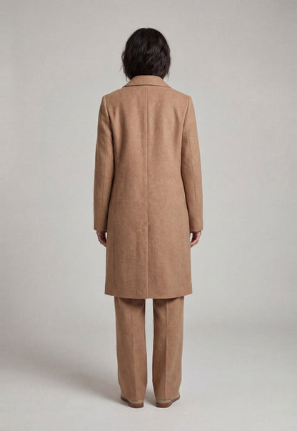 Trench Coat Nude com Bolsos em Lã CaCay