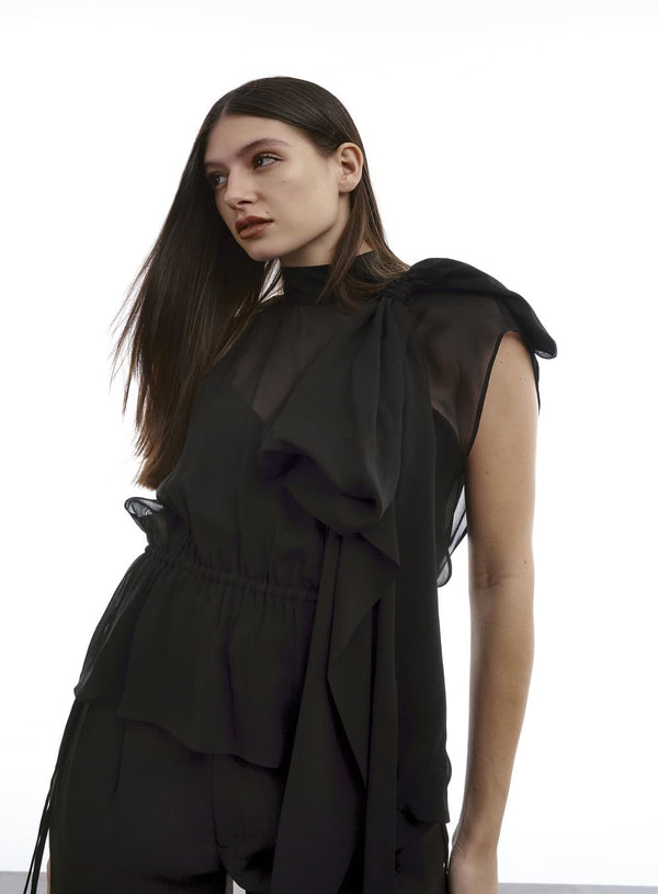 Blusa Ombro Laço Preto Tufi Duek -SALE