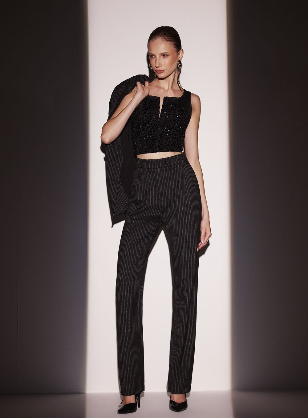 Blusa Paetê Tranding Preto Tufi Duek -SALE