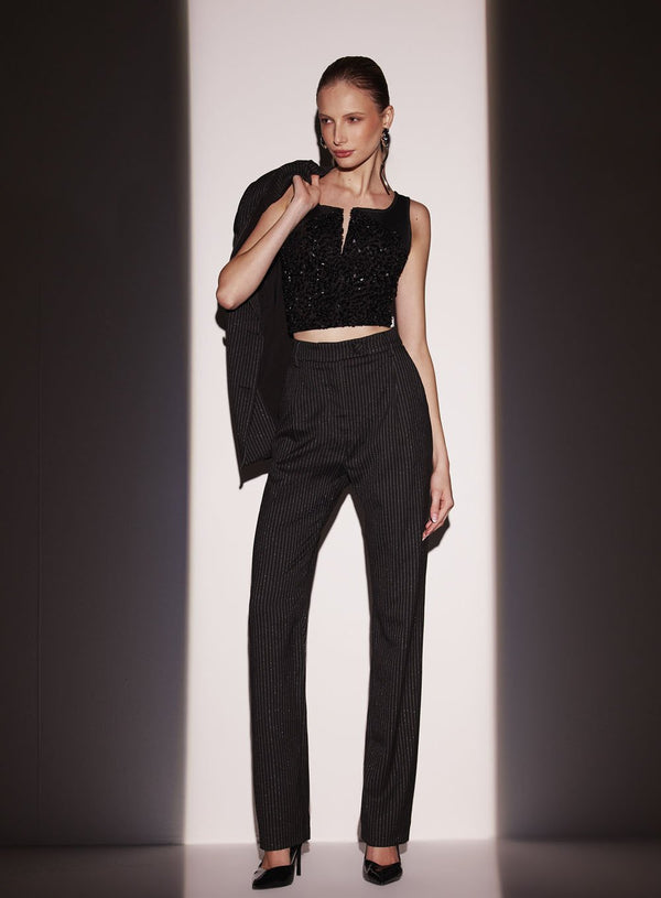 Blusa Paetê Tranding Preto Tufi Duek -SALE