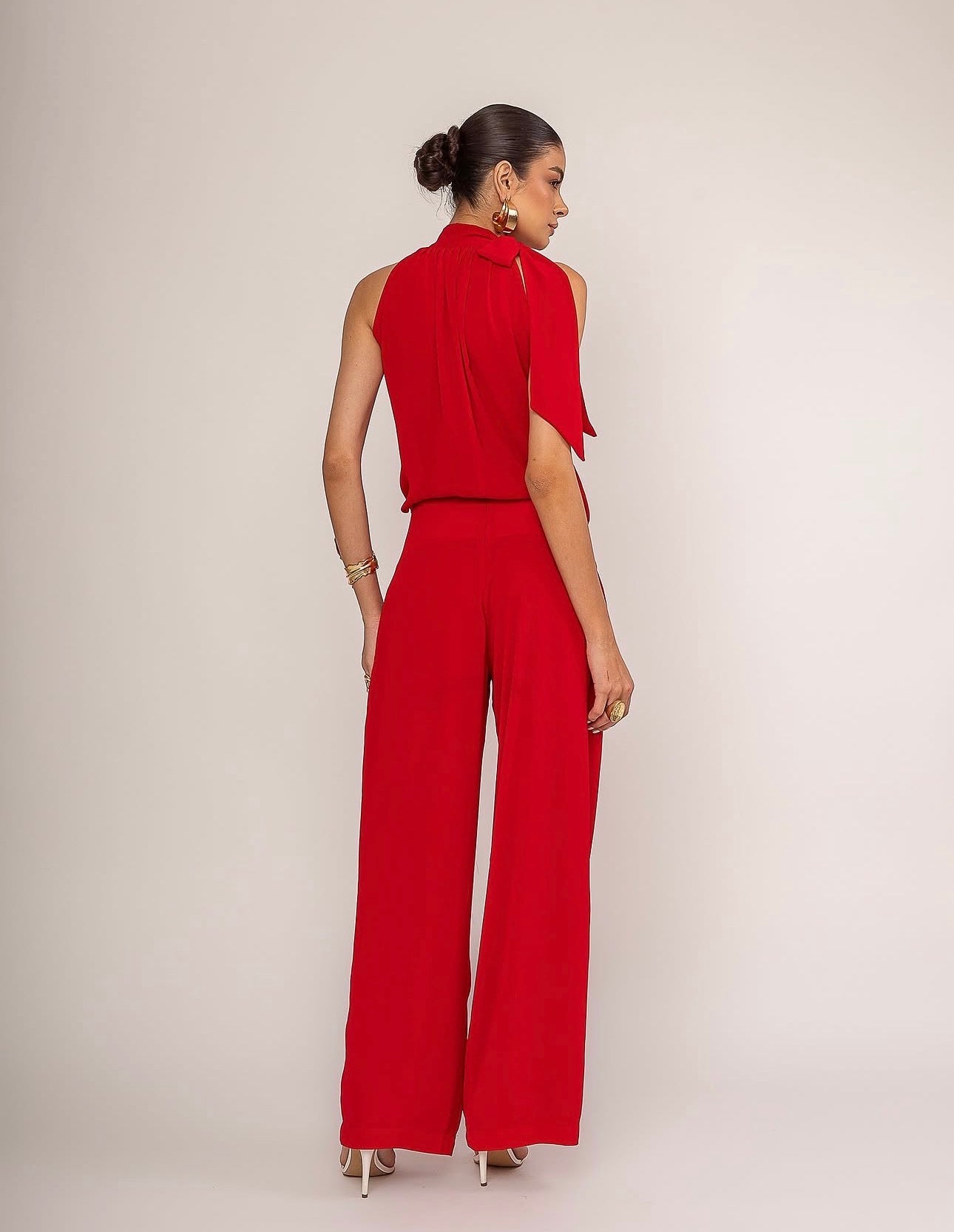 Calça Vermelha em Crepe Annie Pestana