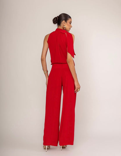 Calça Vermelha em Crepe Annie Pestana
