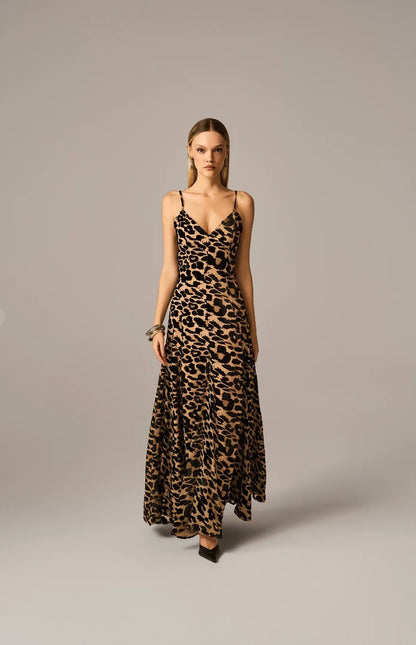 Vestido Animal Print Onça Mônica Regina Salomão