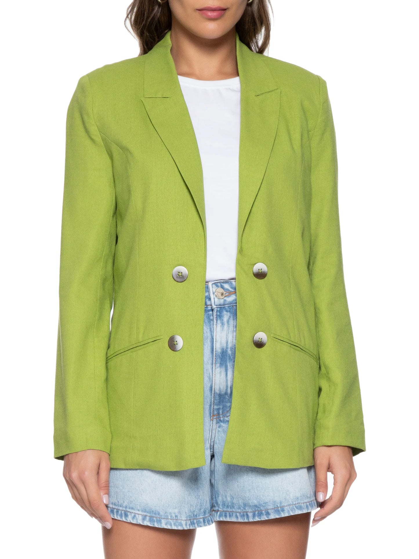 Blazer Verde Pistache Reto em Linho Hering