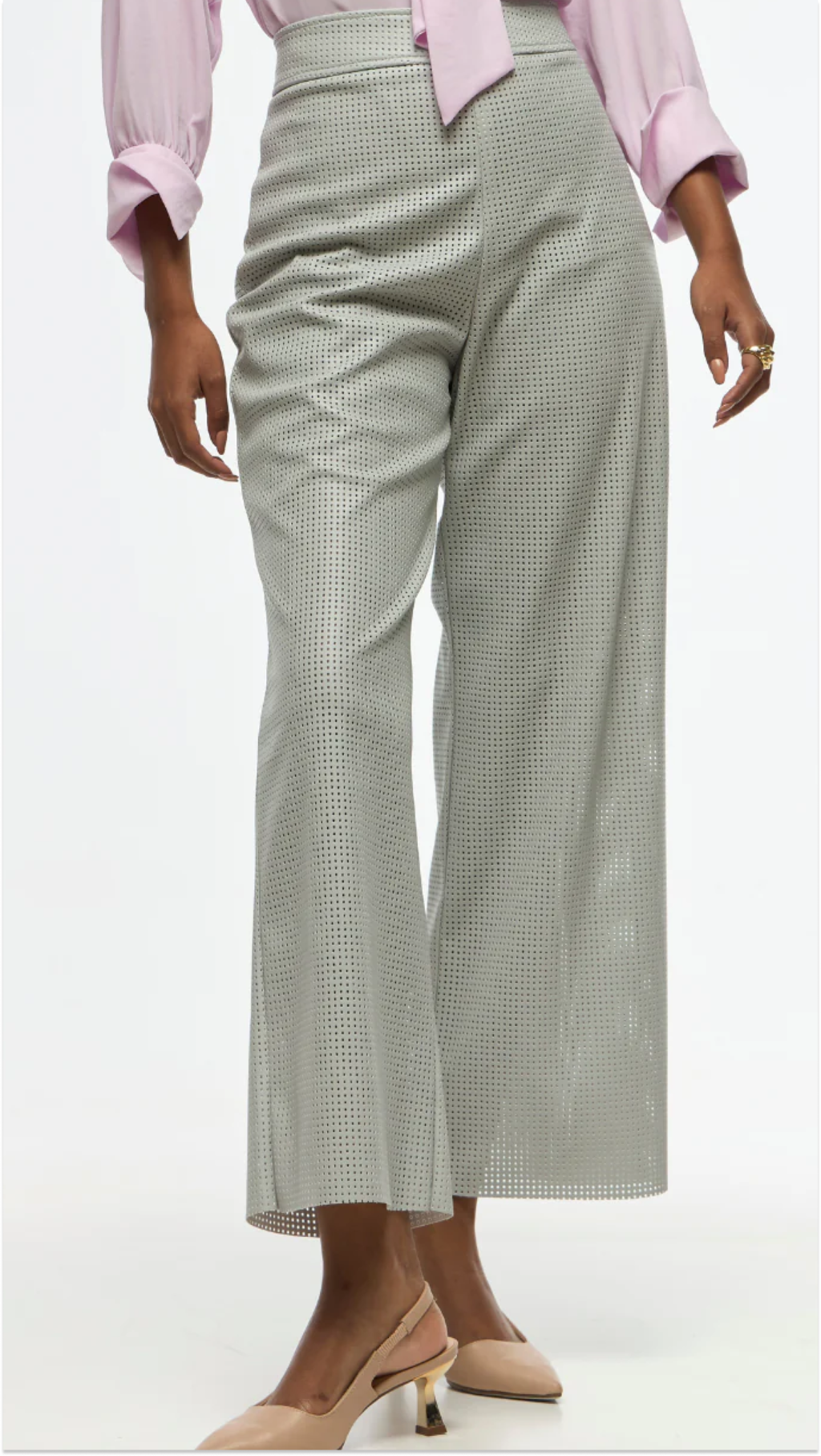 Calça Cinza PU com textura - Strass