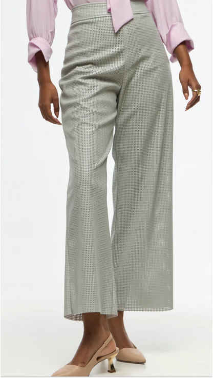 Calça Cinza PU com textura - Strass