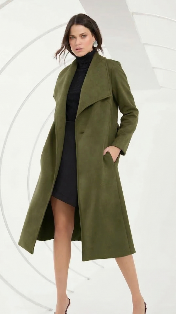 Trench Coat Verde Militar em Suede – Isa Paes