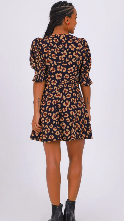 Vestido Preto Estampado Farm