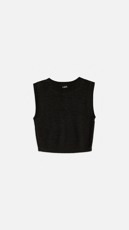 Cropped Preto Tricot Vazado Althoria