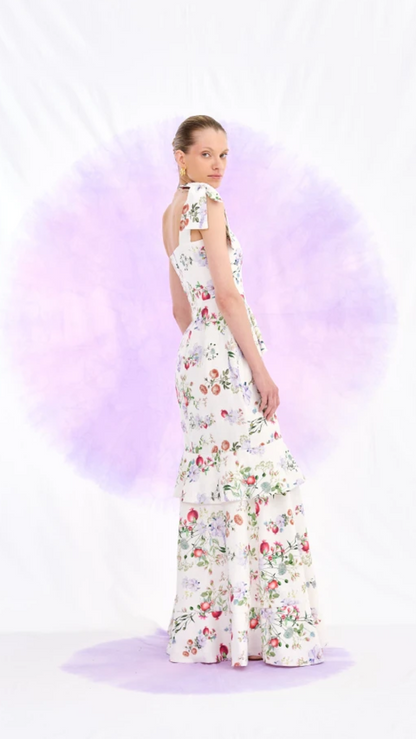 Vestido Branco Floral Ombro Único Nammos